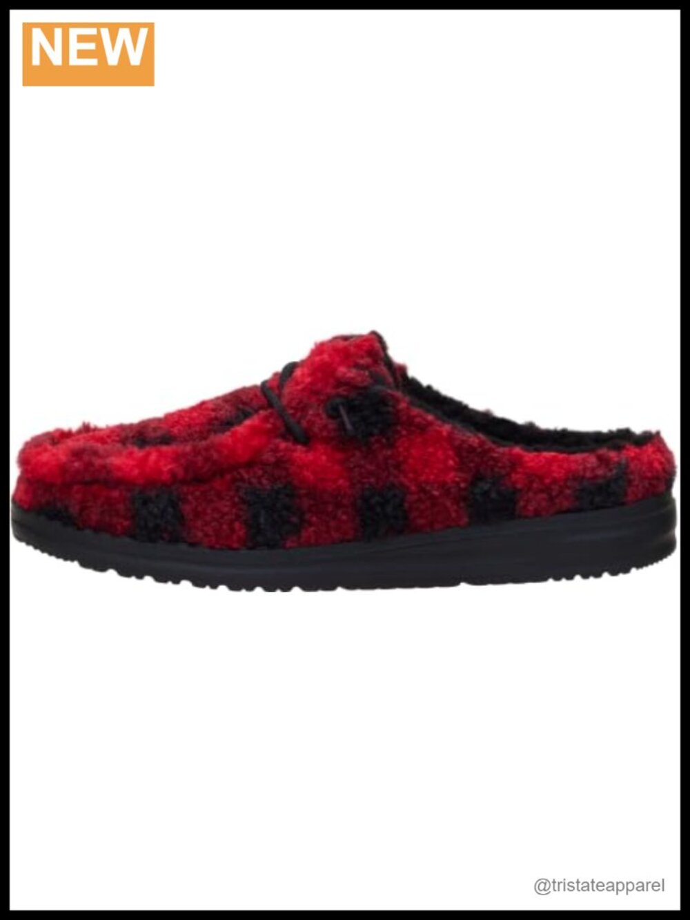 Wendy Buffalo Plaid Slip On Sherpa Slipper Cozy Fuzzy Lined